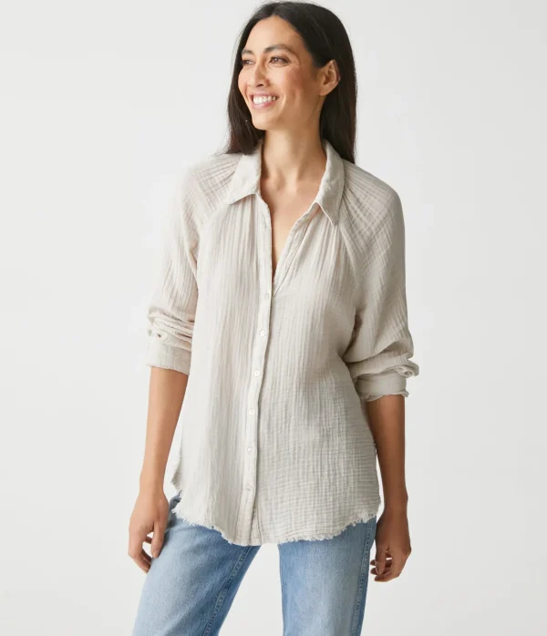 Michael Stars Toni Gauze Button Down Shirt- Tops, Blouses & Shirts