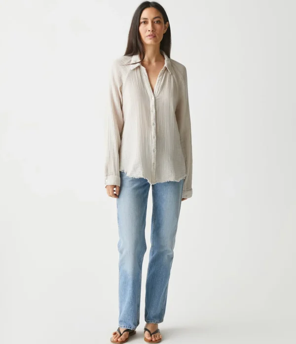 Michael Stars Toni Gauze Button Down Shirt- Tops, Blouses & Shirts