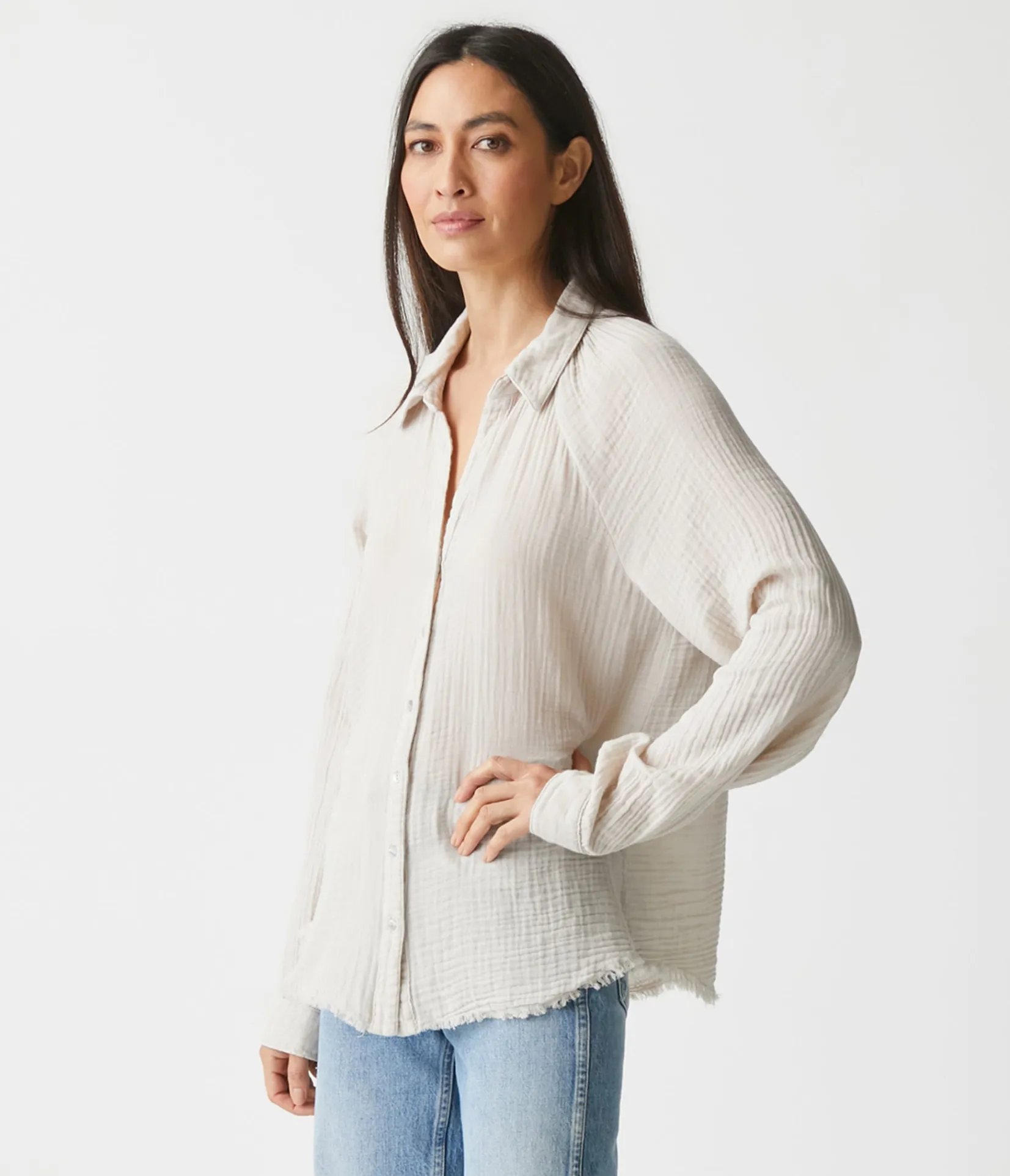 toni_gauze_button_down_shirt_47.webp Michael Stars Toni Gauze Button Down Shirt- Tops, Blouses & Shirts