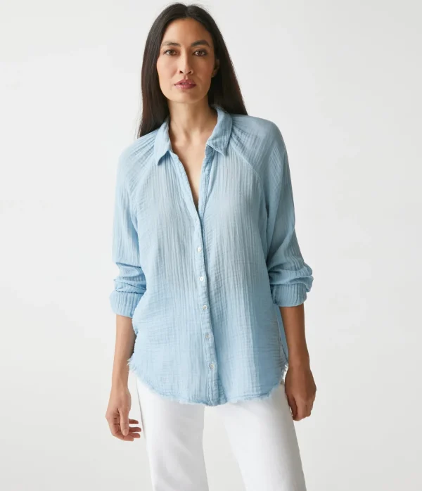Michael Stars Toni Gauze Button Down Shirt- Tops, Blouses & Shirts