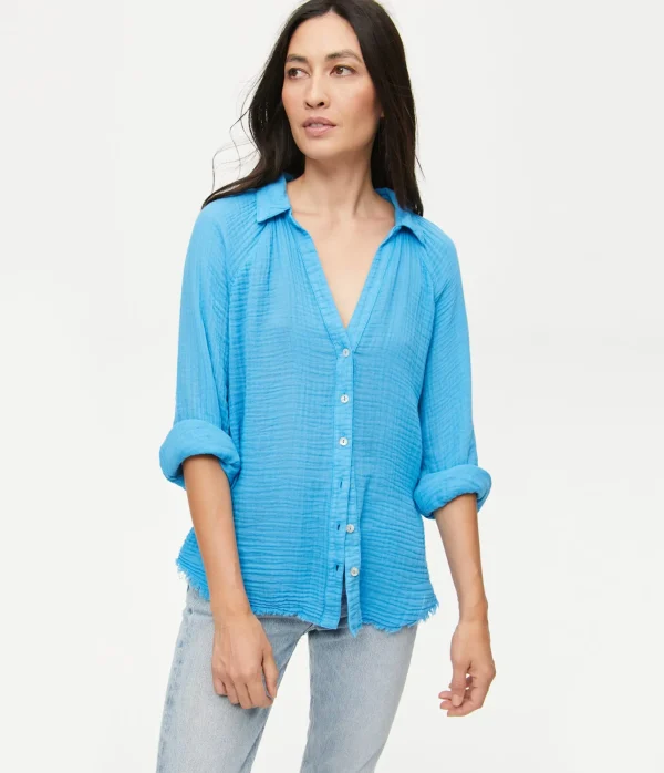Michael Stars Toni Gauze Button Down Shirt- Tops, Blouses & Shirts