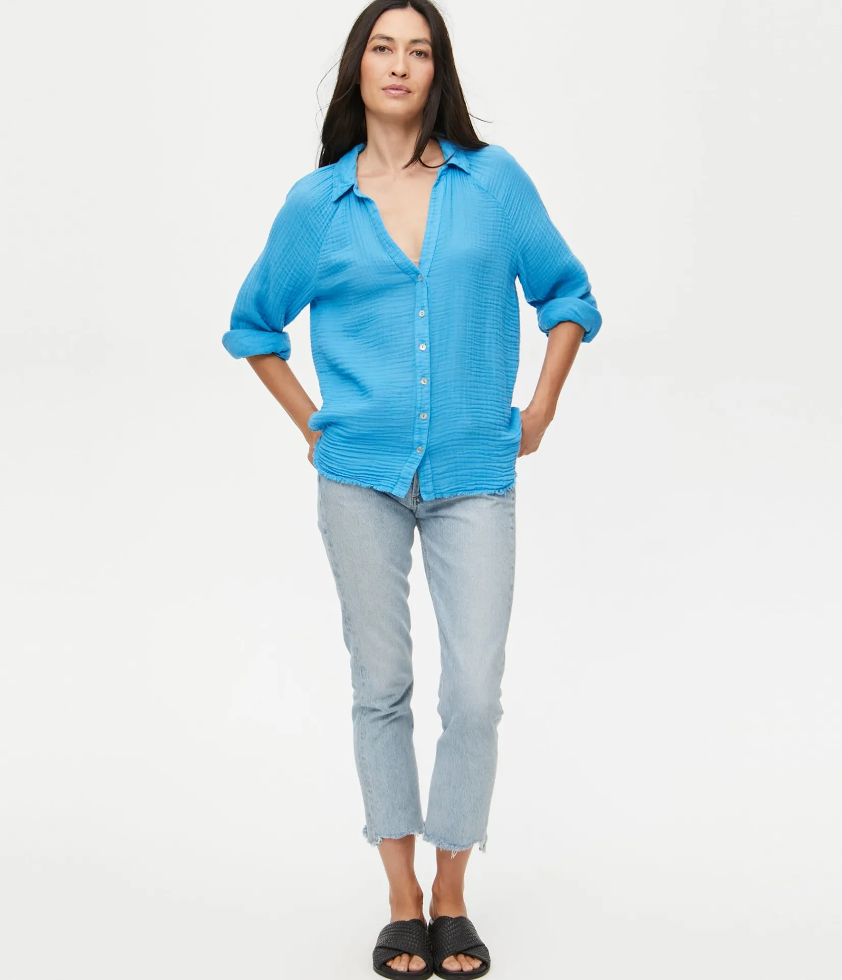 toni_gauze_button_down_shirt_54.webp Michael Stars Toni Gauze Button Down Shirt- Tops, Blouses & Shirts