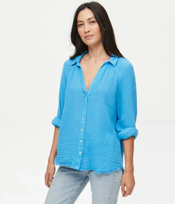 Michael Stars Toni Gauze Button Down Shirt- Tops, Blouses & Shirts