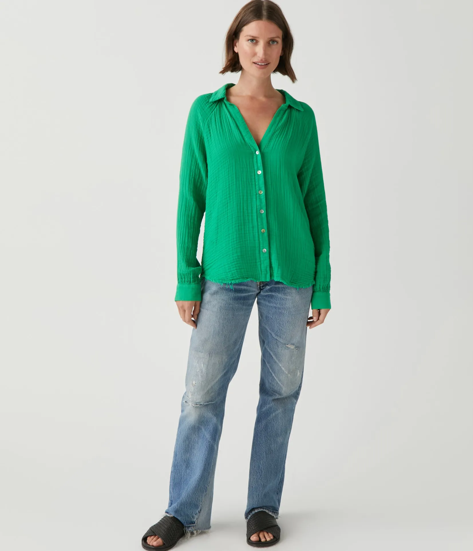 toni_gauze_button_down_shirt_57.webp Michael Stars Toni Gauze Button Down Shirt- Tops, Blouses & Shirts
