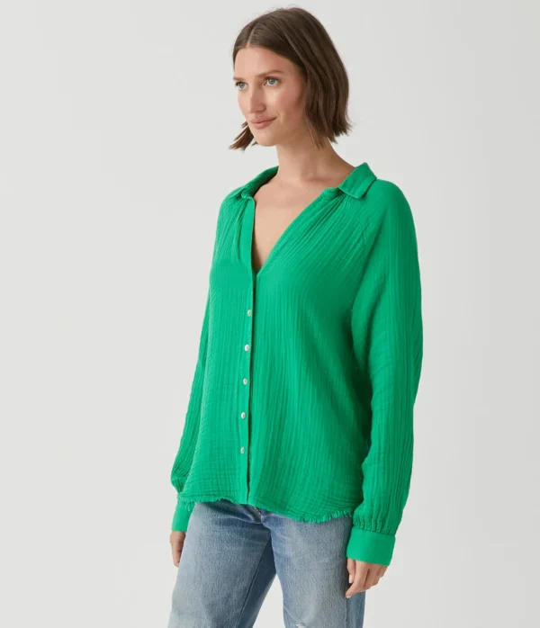 Michael Stars Toni Gauze Button Down Shirt- Tops, Blouses & Shirts