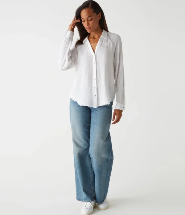 Michael Stars Toni Gauze Button Down Shirt- Tops, Blouses & Shirts