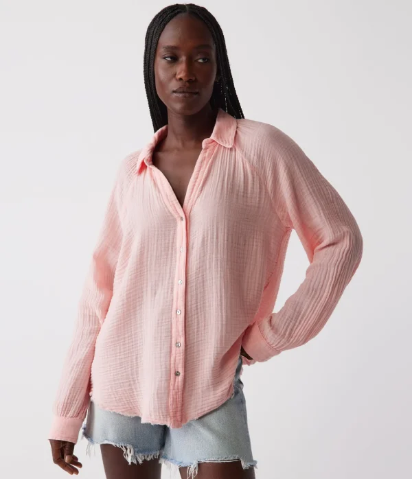 Michael Stars Toni Gauze Button Down Shirt- Tops, Blouses & Shirts
