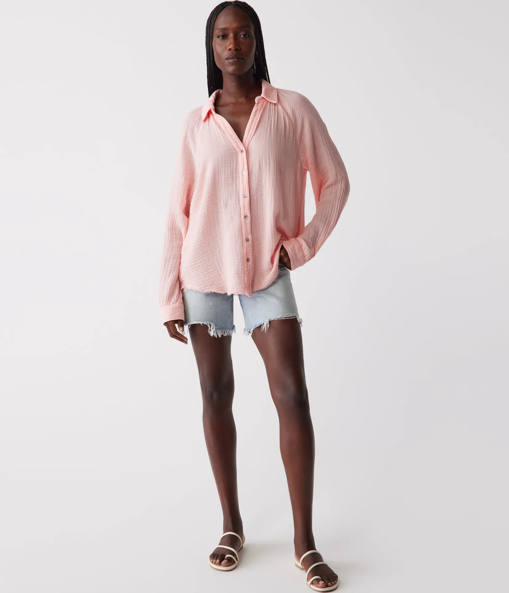 toni_gauze_button_down_shirt_62.webp Michael Stars Toni Gauze Button Down Shirt- Tops, Blouses & Shirts