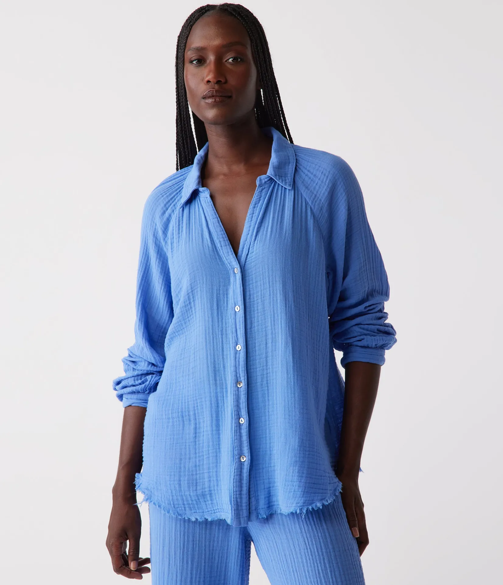 toni_gauze_button_down_shirt_65.webp Michael Stars Toni Gauze Button Down Shirt- Tops, Blouses & Shirts