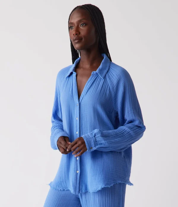 Michael Stars Toni Gauze Button Down Shirt- Tops, Blouses & Shirts