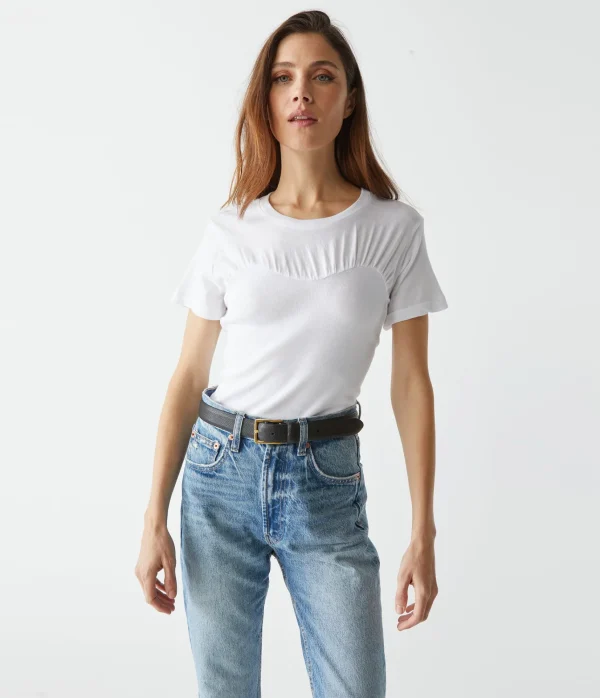 Michael Stars Victoria Mixed Fabric Tee- T-Shirts | 1x1 Cotton T-Shirts