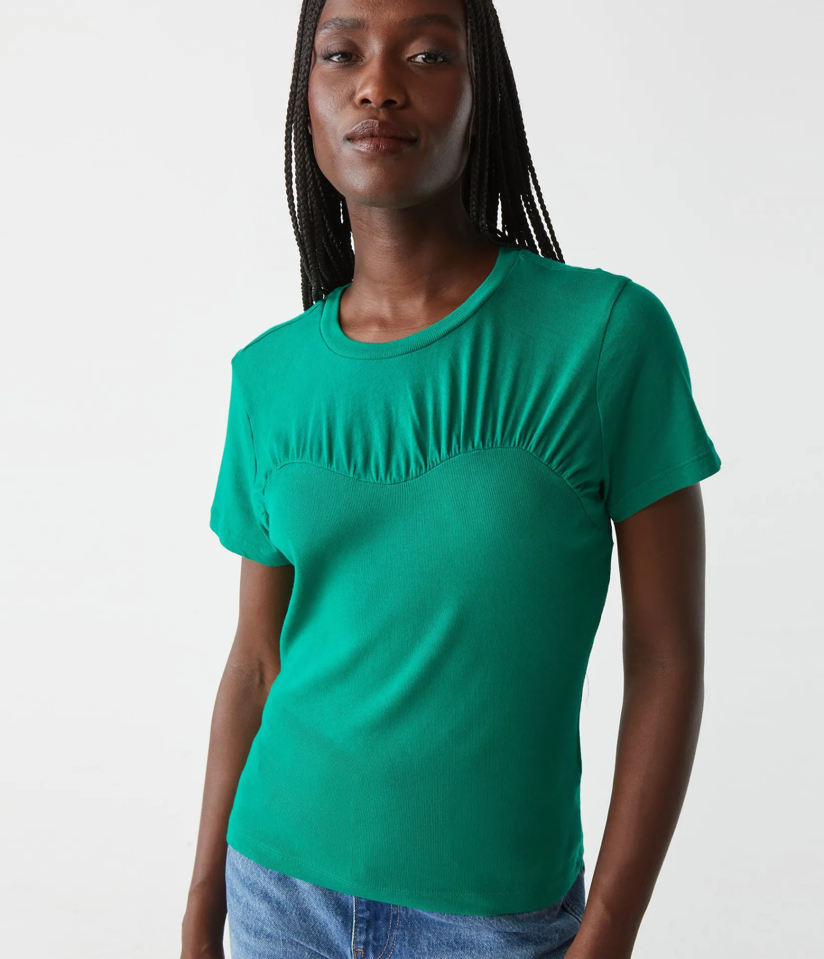 victoria_mixed_fabric_tee_12.webp Michael Stars Victoria Mixed Fabric Tee- T-Shirts | 1x1 Cotton T-Shirts