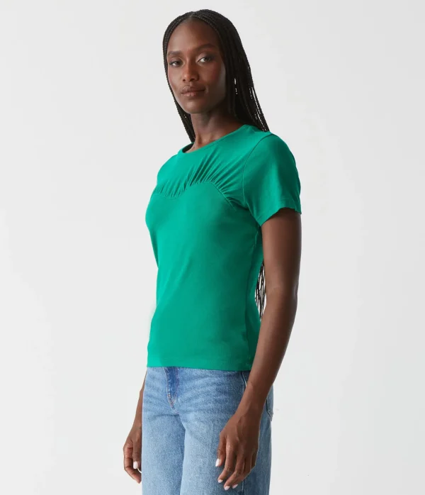 Michael Stars Victoria Mixed Fabric Tee- T-Shirts | 1x1 Cotton T-Shirts