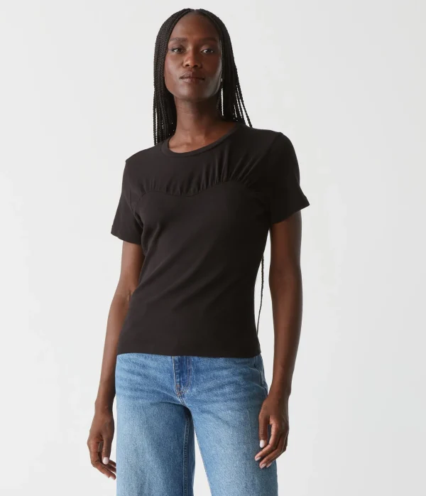 Michael Stars Victoria Mixed Fabric Tee- T-Shirts | 1x1 Cotton T-Shirts