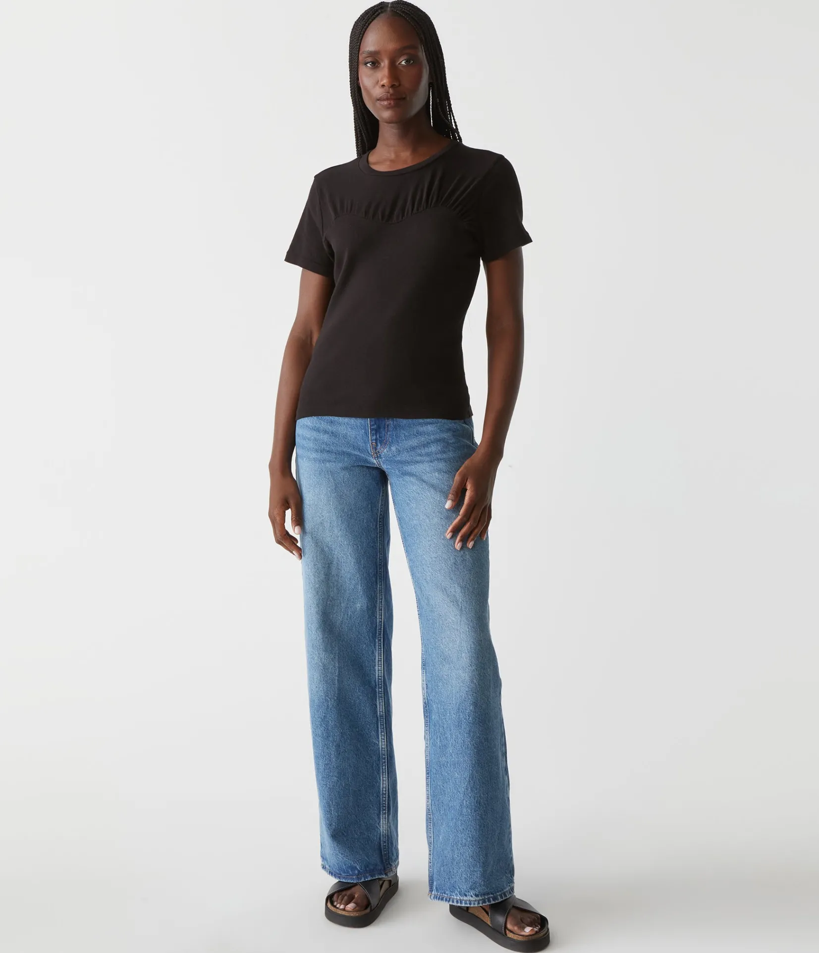 victoria_mixed_fabric_tee_17.webp Michael Stars Victoria Mixed Fabric Tee- T-Shirts | 1x1 Cotton T-Shirts