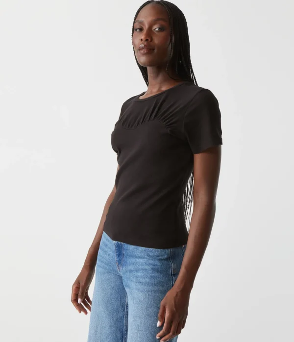 Michael Stars Victoria Mixed Fabric Tee- T-Shirts | 1x1 Cotton T-Shirts