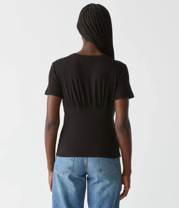 Michael Stars Victoria Mixed Fabric Tee- T-Shirts | 1x1 Cotton T-Shirts