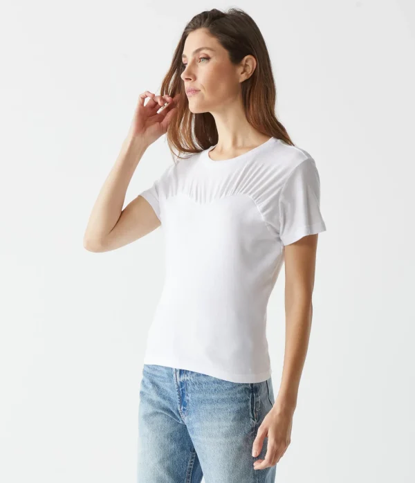 Michael Stars Victoria Mixed Fabric Tee- T-Shirts | 1x1 Cotton T-Shirts