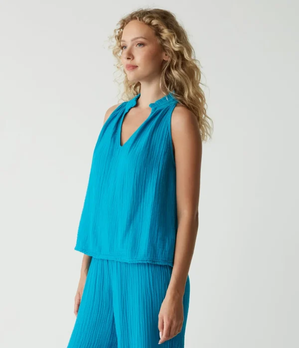 Michael Stars Viola Gauze Tank- Tops, Blouses & Shirts