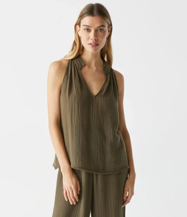 Michael Stars Viola Gauze Tank- Tops, Blouses & Shirts