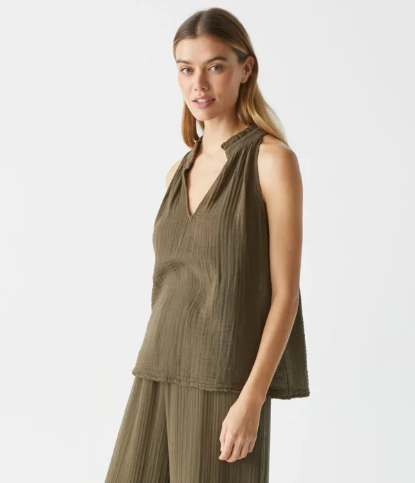 Michael Stars Viola Gauze Tank- Tops, Blouses & Shirts