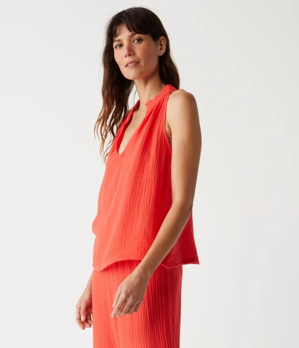 Michael Stars Viola Gauze Tank- Tops, Blouses & Shirts