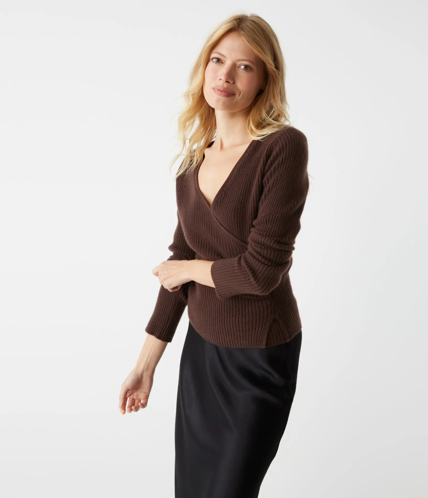 vivian_surplice_cashmere_sweater_12.webp Michael Stars Vivian Surplice Cashmere Sweater- Sweaters & Cardigans