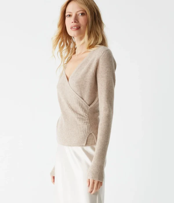 Michael Stars Vivian Surplice Cashmere Sweater- Sweaters & Cardigans