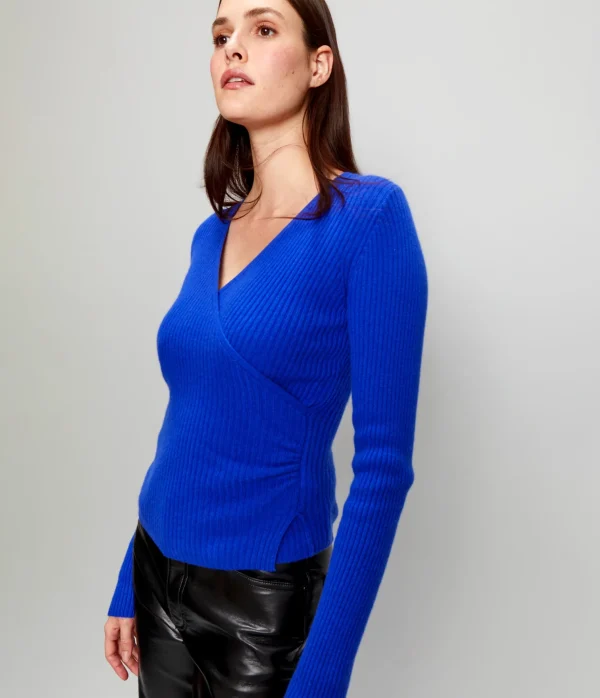 Michael Stars Vivian Surplice Cashmere Sweater- Sweaters & Cardigans