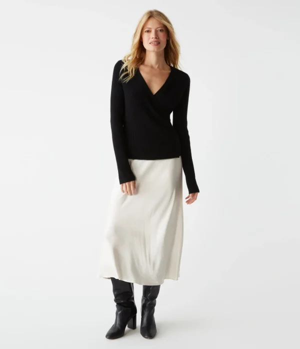 Michael Stars Vivian Surplice Cashmere Sweater- Sweaters & Cardigans