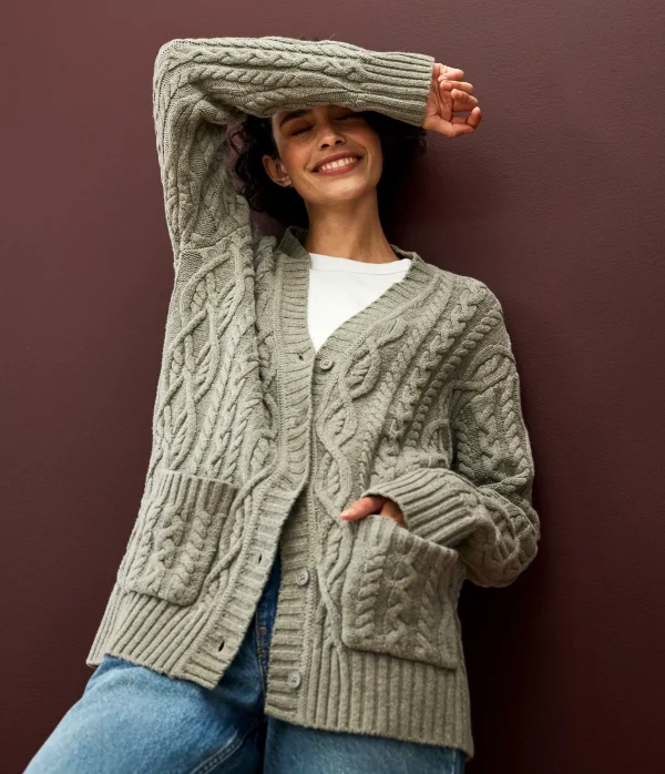 Michael Stars Walsh Cable Knit Cardigan- Sweaters & Cardigans