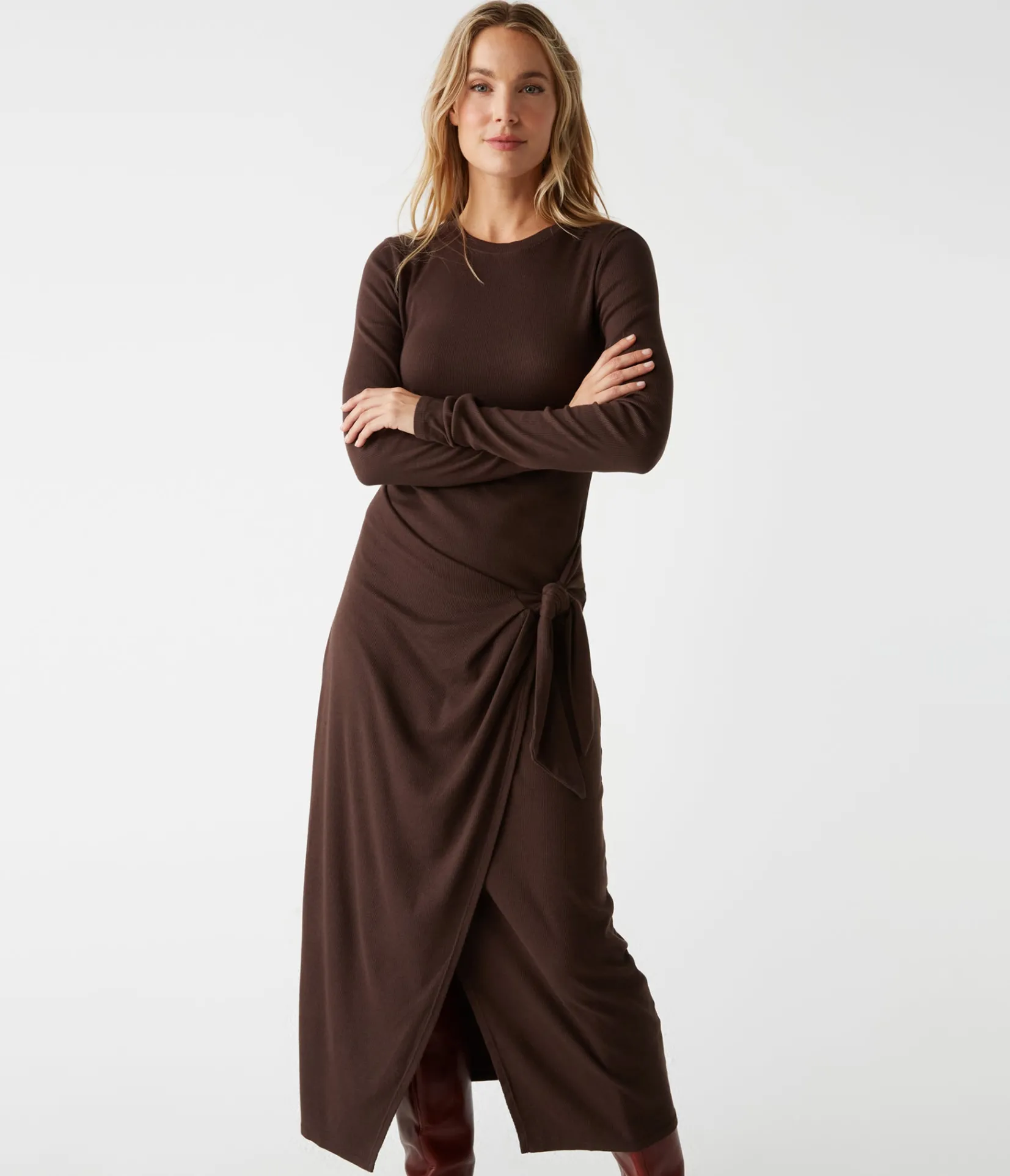 yessenia_faux_wrap_midi_dress_12.webp Michael Stars Yessenia Faux Wrap Midi Dress- Dresses | Midi Dresses