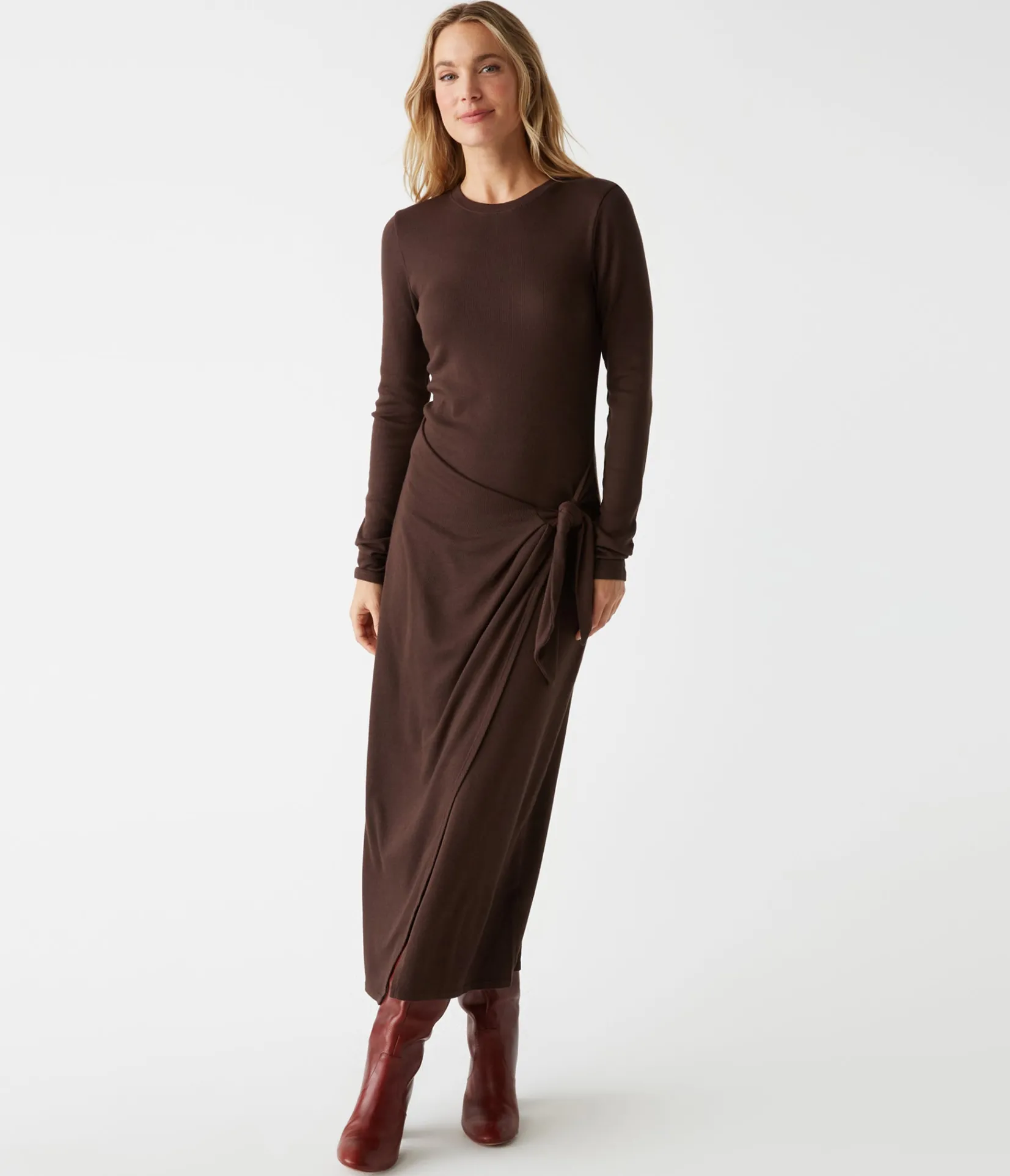 yessenia_faux_wrap_midi_dress_13.webp Michael Stars Yessenia Faux Wrap Midi Dress- Dresses | Midi Dresses